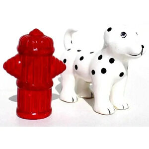 Vintage Dalmatian and Fire Hydrant Salt And Pepper Shakers